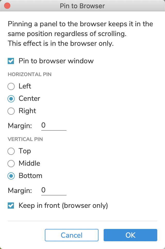 pin to browser window